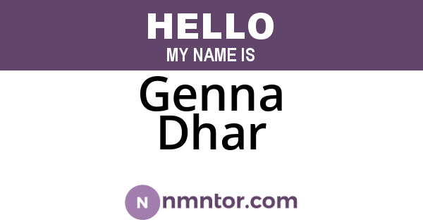 Genna Dhar