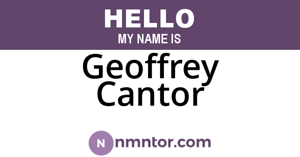 Geoffrey Cantor