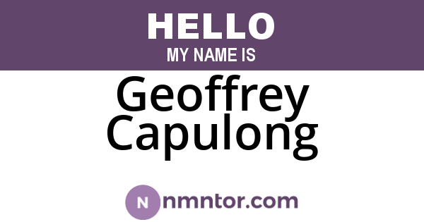 Geoffrey Capulong