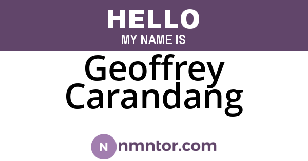 Geoffrey Carandang