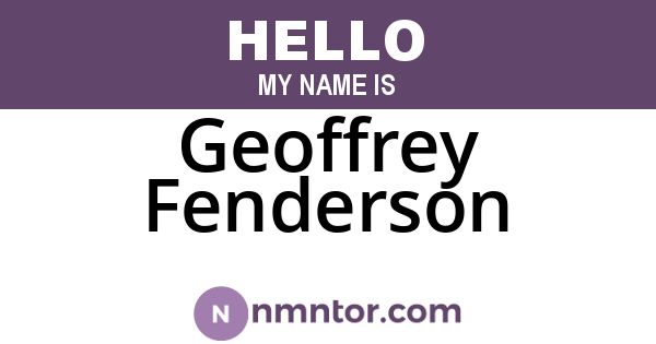 Geoffrey Fenderson