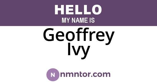 Geoffrey Ivy