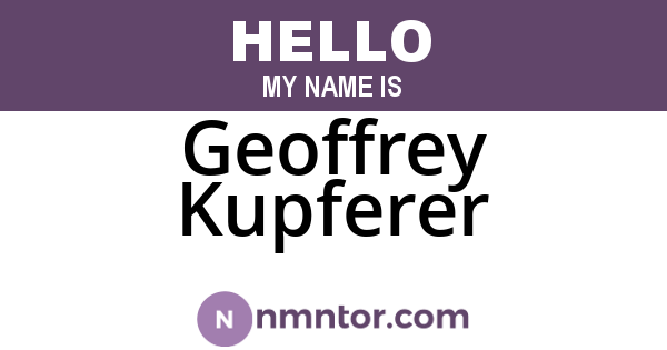 Geoffrey Kupferer