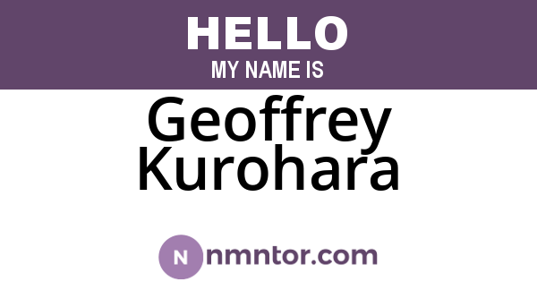 Geoffrey Kurohara