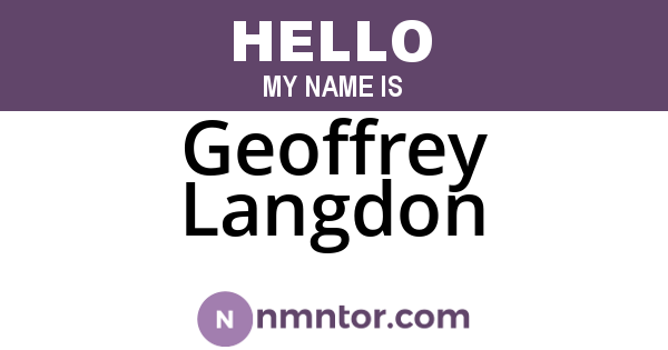 Geoffrey Langdon