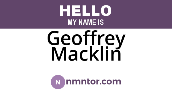 Geoffrey Macklin
