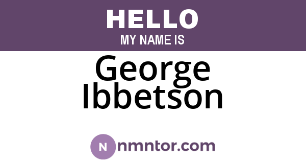 George Ibbetson