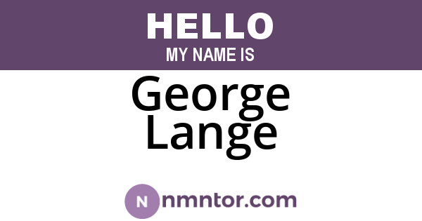 George Lange