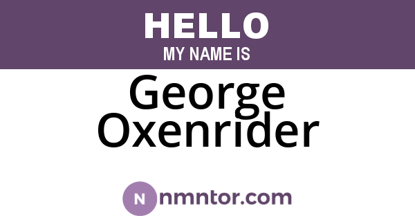 George Oxenrider