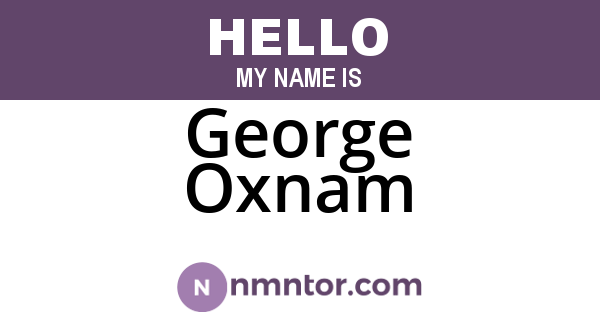 George Oxnam