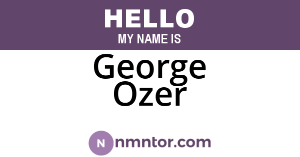 George Ozer