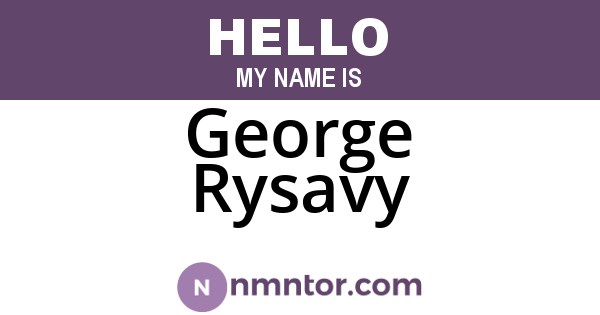 George Rysavy