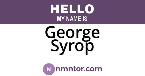 George Syrop