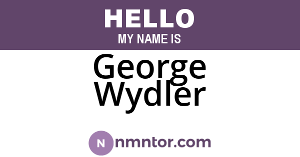 George Wydler