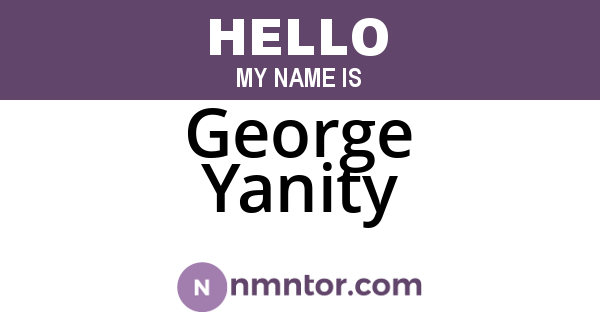 George Yanity