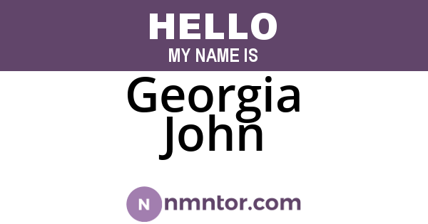 Georgia John