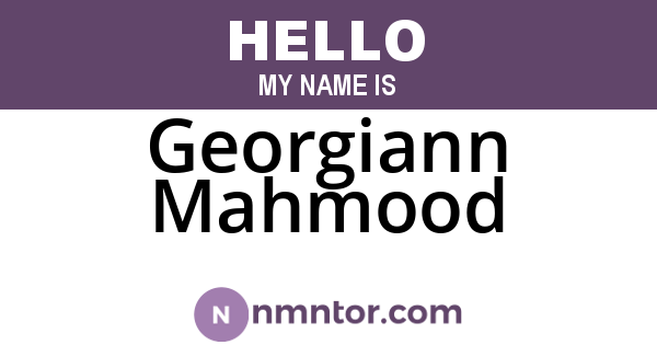Georgiann Mahmood