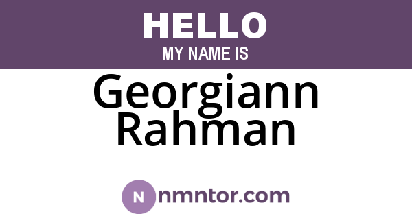 Georgiann Rahman