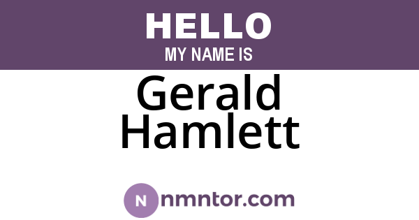 Gerald Hamlett