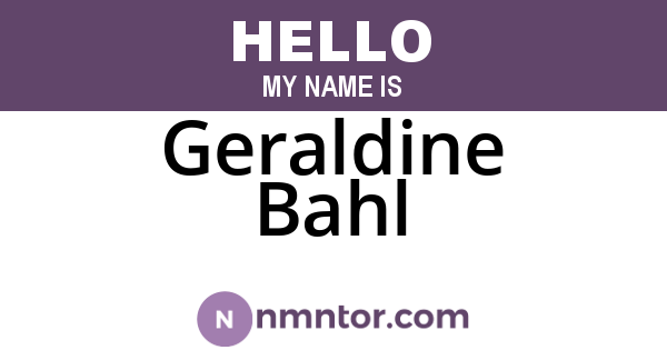 Geraldine Bahl