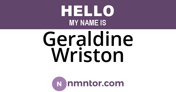 Geraldine Wriston