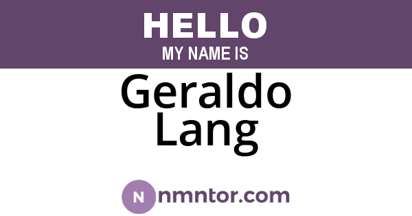 Geraldo Lang