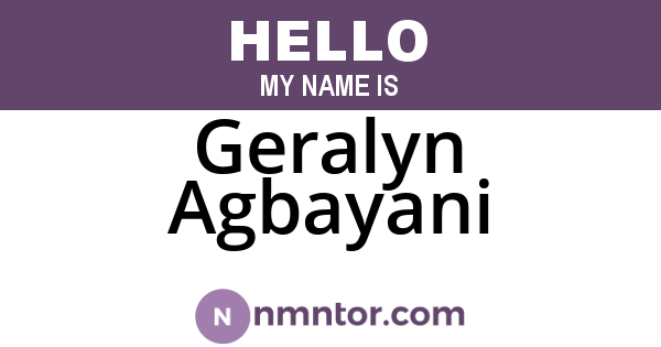 Geralyn Agbayani