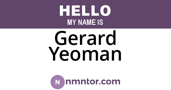 Gerard Yeoman