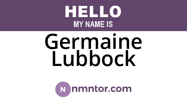 Germaine Lubbock