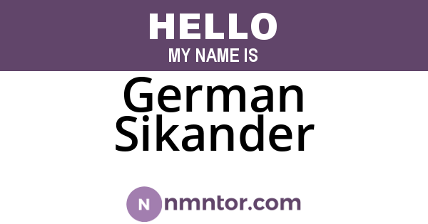 German Sikander