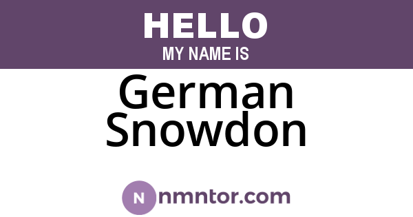 German Snowdon