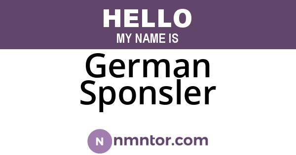 German Sponsler