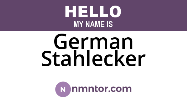 German Stahlecker