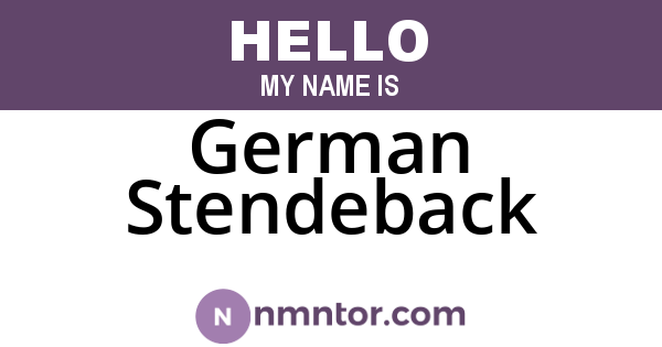German Stendeback