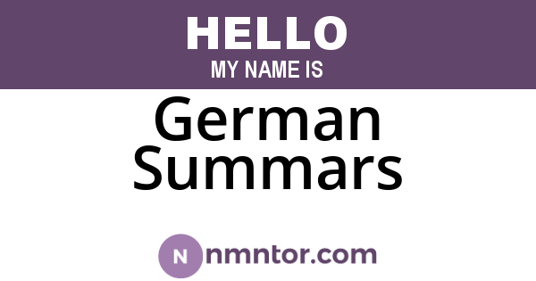 German Summars
