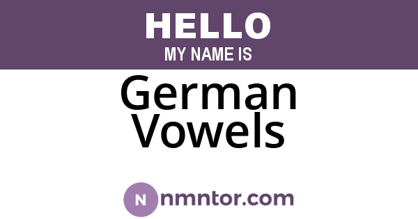 German Vowels