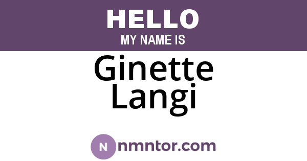 Ginette Langi