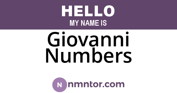 Giovanni Numbers