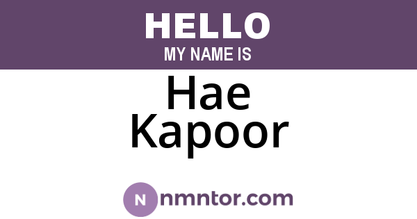 Hae Kapoor
