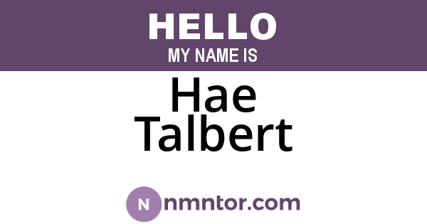 Hae Talbert