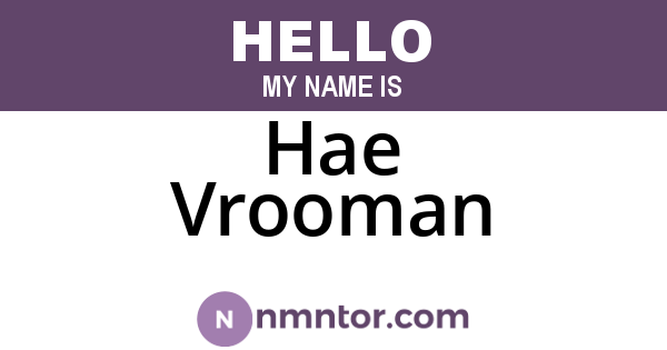 Hae Vrooman