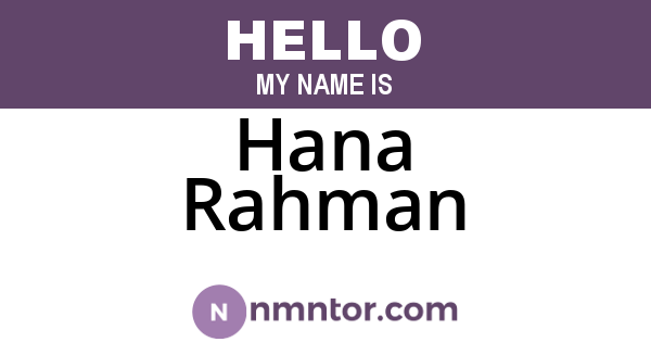 Hana Rahman