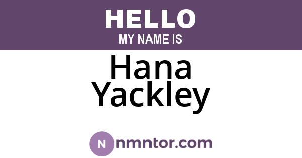Hana Yackley