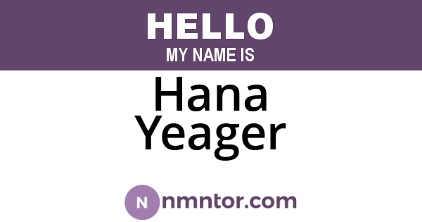 Hana Yeager