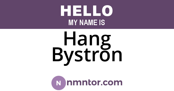 Hang Bystron