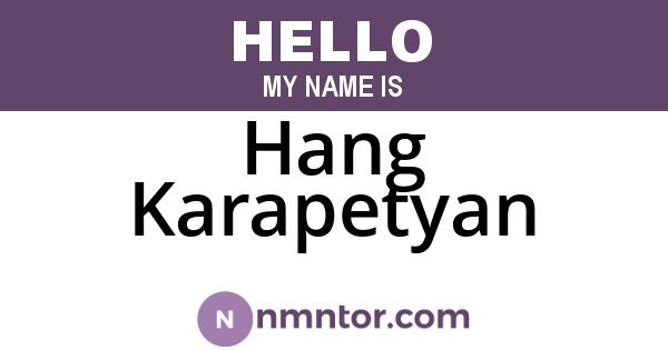 Hang Karapetyan