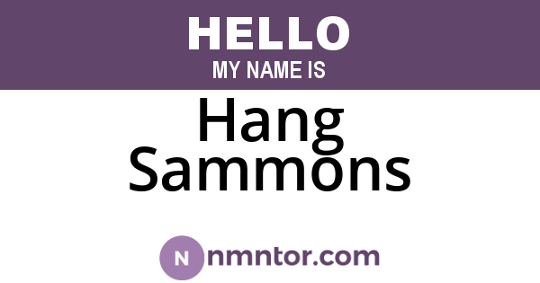 Hang Sammons
