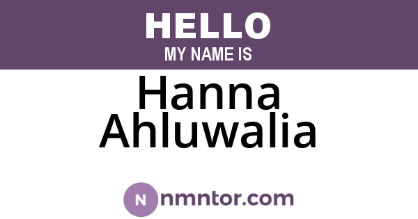 Hanna Ahluwalia
