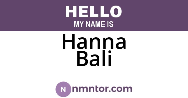 Hanna Bali