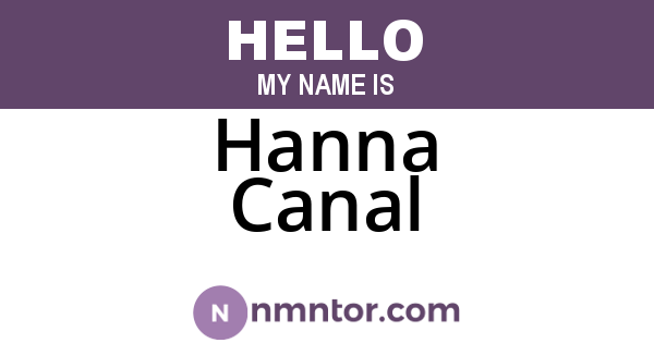 Hanna Canal